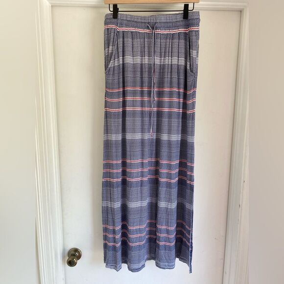 Striped Maxi Skirt Womens Medium Patriotic Blue Modest Comfort - Picture 1 of 7